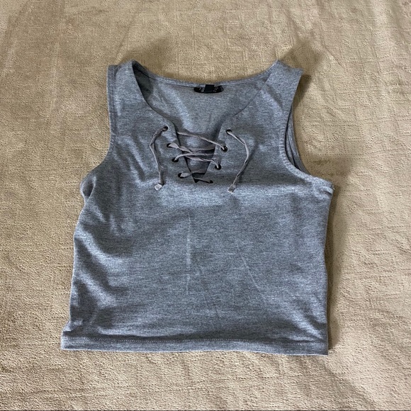 Topshop Gray Crop Top - Picture 5 of 8